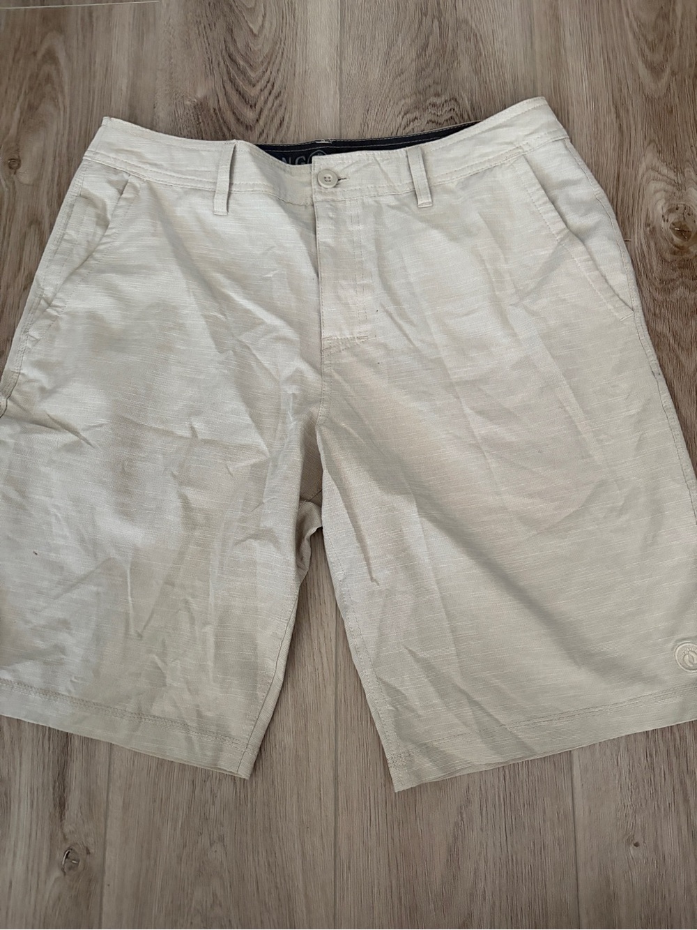 Hang Ten Men's Casual Linen-Blend Shorts in Cream